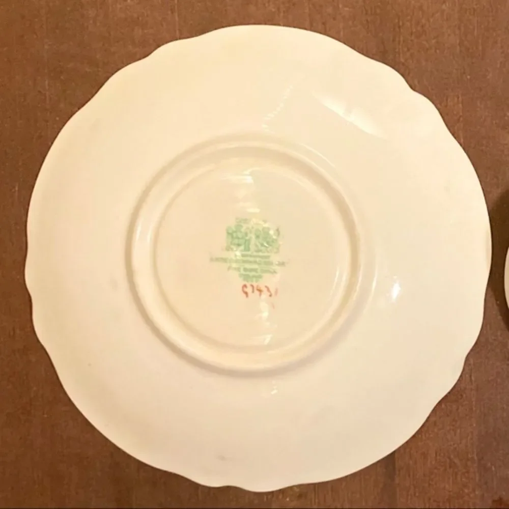 Vintage 1940s Paragon Double Warrant Bone China Green Cabbage Rose Cup & Saucer